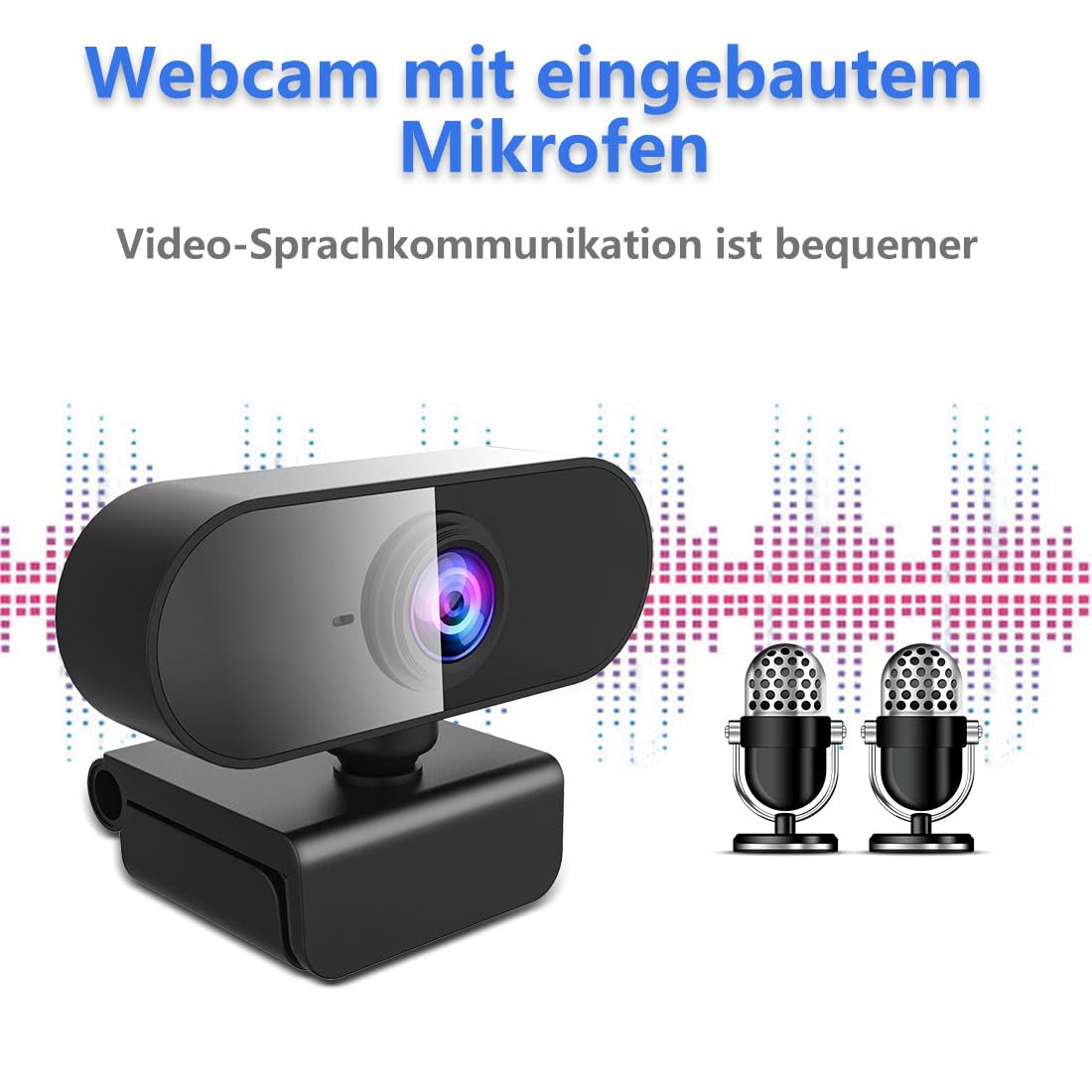 DDKJ Webcam Full HD, 1080P Webcam mit Mikrofon, Streaming Kamera Unterstützt 360° horizontale Drehung, Kamera für PC, Web Cam Plug & Play, USB Facecam für PC/Laptop, Gilt für Linux/Windows/Mac OS 4