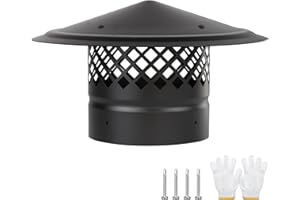 CLLOMAGY 6 Inch Chimney Cap,Cone Top Chimney Cap with Screen,Roof Rain Wood Stove Pipe Cover Guard,Fireplace Exhaust Cover for Outside 6 inch Stove Pipe-Galvanized Steel,Better Airflow Ventilation