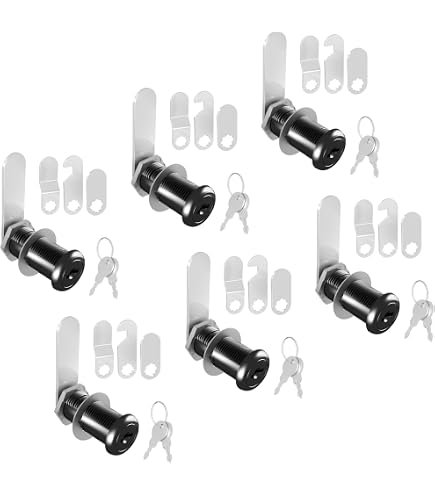 MECCANIXITY 1 Inch Cabinet Cam Lock With Key – Keyed Alike, Tubular, Black, Pack Of 2, For RV Drawers & Toolboxes