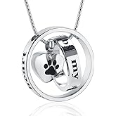 memorial jewelry Forever in My Heart,No Longer by My Side Pet Cremation Jewelry for Ashes of Dog/Cat Funeral Keepsake Urn Necklace Paw Print Memorial Necklace