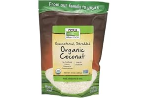 NOW Foods, Organic Coconut, Unsweetened and Shredded, No Added Colors, Flavors or Preservatives, 10-Ounce (Packaging May Vary)
