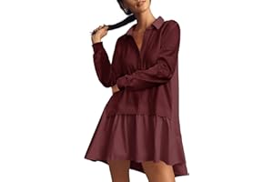 Fisoew Womens Oversized Sweatshirt Dress Long Sleeve V Neck Patchwork Casual Pullover Tops Loose Fit Mini Dresses