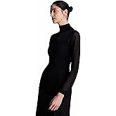 Kenneth Cole Womens Long Sleeve Sheer Mockneck Sweater