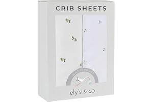Ely's & Co. Patent Pending Waterproof Pack and Play Sheets, 100% Cotton with Waterproof Lining – 2 Pack Fitted Mini Crib Sheet Set, Berry and Cluster Dot (Sage) 38” x 24”