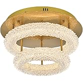 Elegant Lighting Bowen 18" 2-Light Metal Adjustable LED Flush Mount in Gold