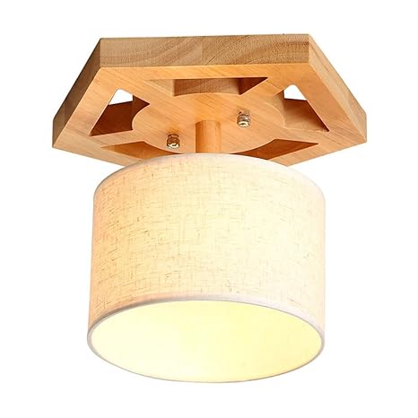 Chlight E27 Modern Small Wood Ceiling Lights Fabric Lampshade