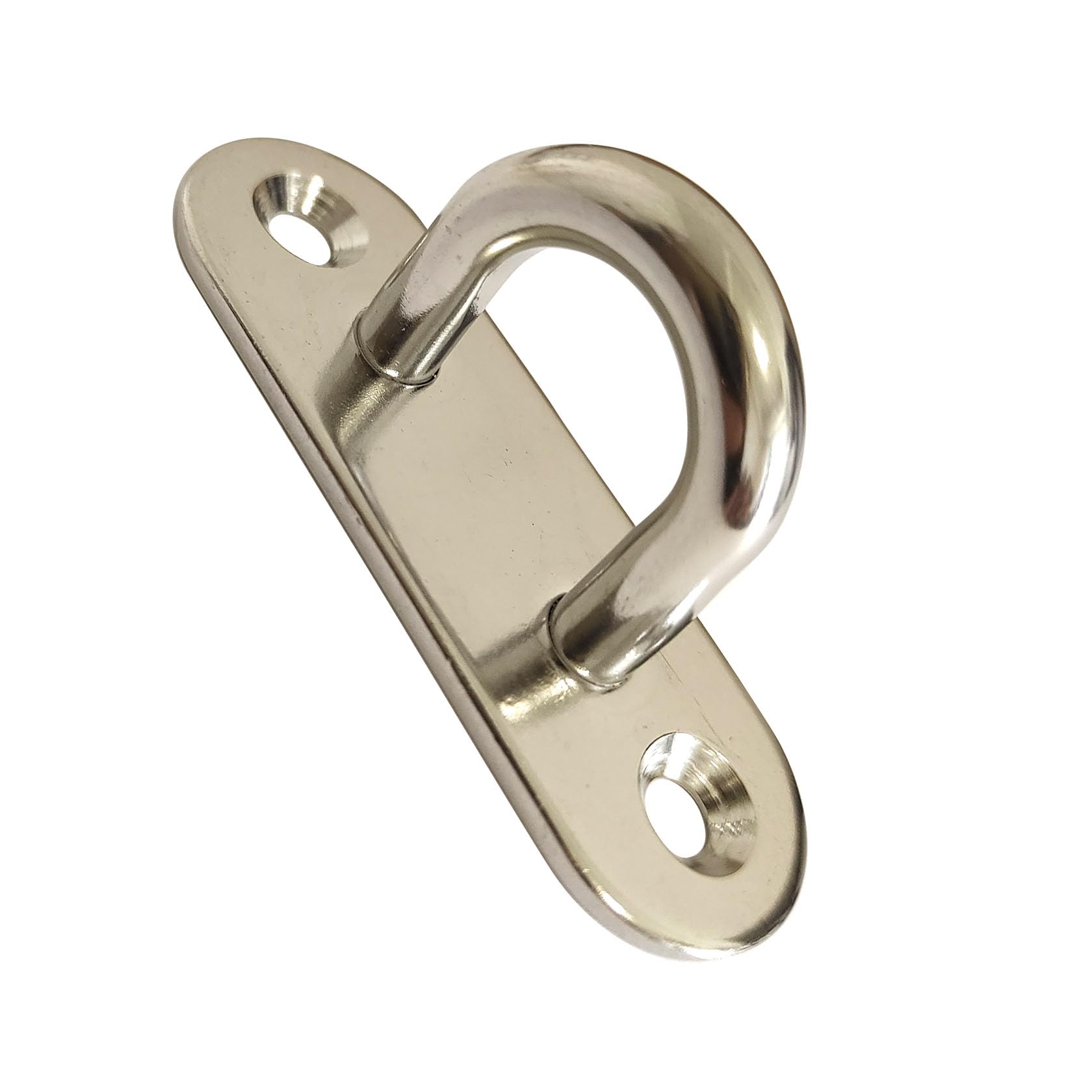 KShun 4 Sets M8 Pad Eye Plates - 304 Stainless Steel Wall Mount & Ceiling Hooks Kit with Carabiner & Bolt for Hammock, Sail Shade, Punch Bag, Hanging Basket & Marine Hardware (80mm x 8mm Oval)