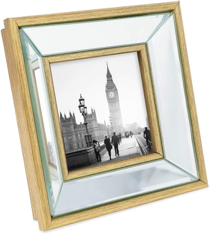 Isaac Jacobs 4x4 Gold Beveled Mirror Picture Frame Classic Mirrored