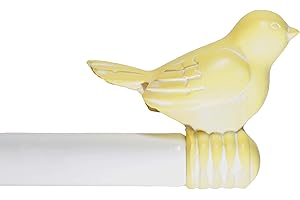 URBANEST 3/4-inch Cute Decorative Bird Adjustable Window Treatment Curtain Single Rod Set, 48" to 84" - Yellow Finial