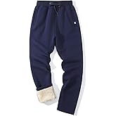 Flygo Men's Fleece Pants Winter Warm Joggers Pants Active Sherpa Lined Sweatpants