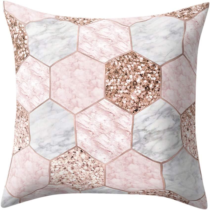 45cm*45cm Pillowcases, Geometric Marble Texture Print Multicolor Square Throw Sofa Pillow Case Decorative Car Cushion Cover (O)