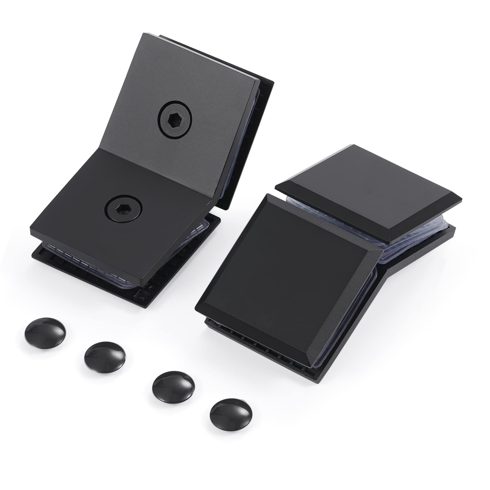 Ranbo Square Frameless Glass Clamp Connector/Shower Door Fixed Panel/Glass-to-Glass Corner Clamp,304 Stainless Steel,for 5/16" - 1/2" (8-12 mm) Thickness Glass,2 PC, Matte Black