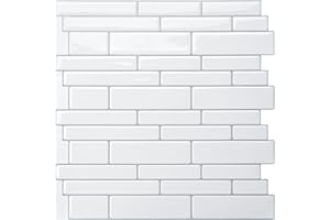 WOWSTAR 10-Sheet White Peel and Stick Backsplash Tiles for Kitchen, Marble Look Stick on Tiles for Kitchen, 12 inches x 12 inches