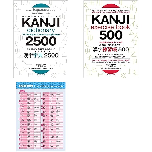 Kanji Dictionary 2500 N5 to N1 and Exercise Book 500 wiht JLPT N3