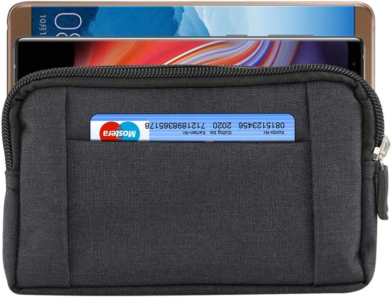 Men Denim Cellphone Holster Belt Clip Loop Pouch Case for Samsung Galaxy S8 Plus/S10/S9 Plus/Note 9/Note 8/M20/M30/LG G8 ThinQ/V50/V40 ThinQ/G7/Moto G7/G7 Plus/Google Pixel 3 XL/OnePlus 6 /6T (Black)