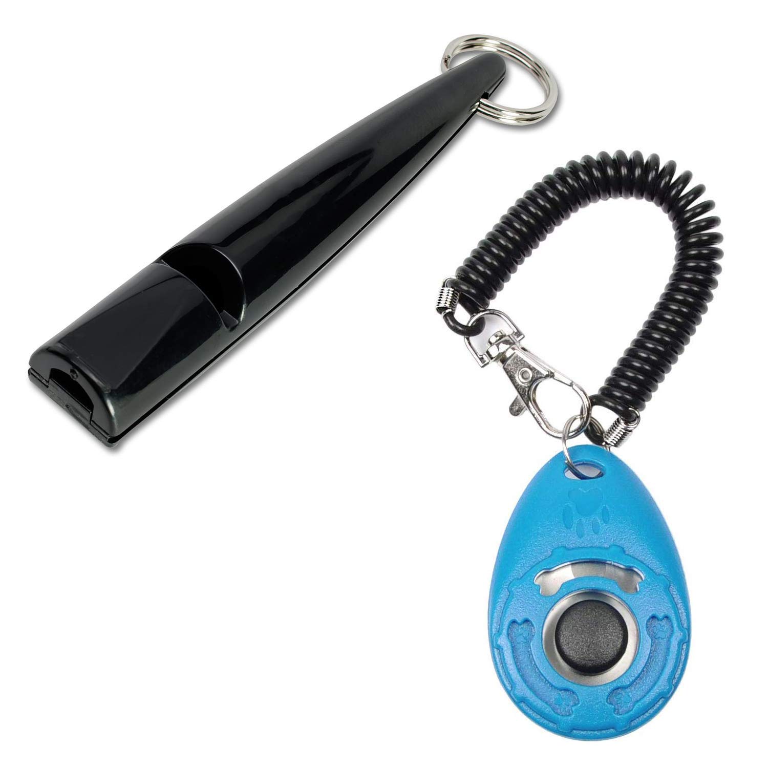 PetSpy Dog Training Whistle and Clicker with Wrist Strap for Dog Recall, Bark Control - Complete Pet Training Kit (1 Clicker & 1 Whistle)
