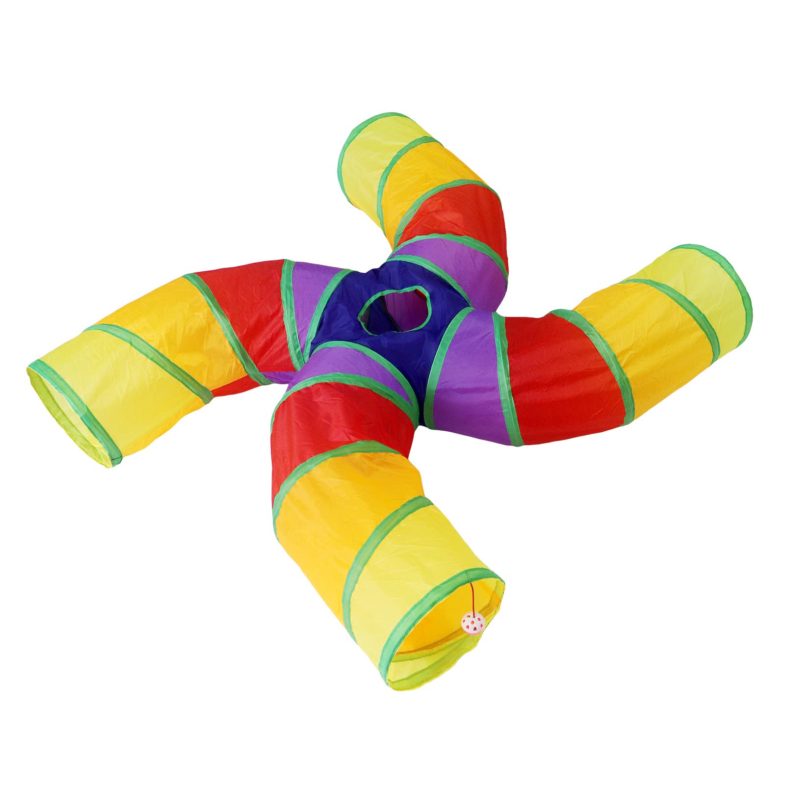 Bemodst Rainbow S-Shaped Cat Tunnel - 4-Way Pet Play Tent Maze House, Collapsible Tube for Cats, Rabbits & More