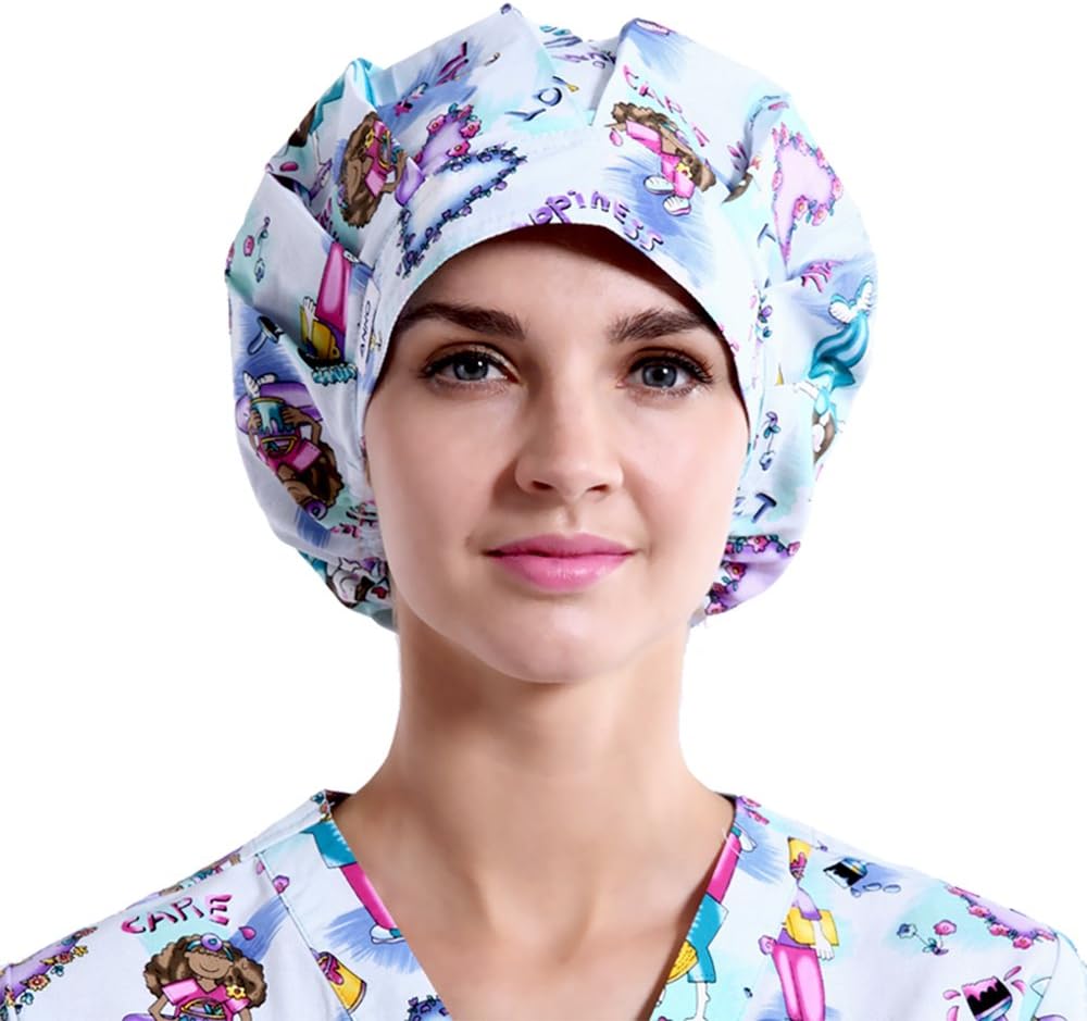 Work Hat Bouffant Scrub Cap One Size Multi Colors