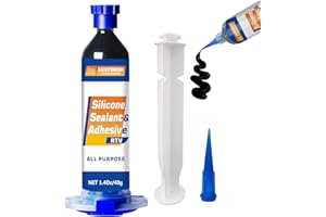 LUXFINISH RTV Silicone Sealant Adhesive – 100% Waterproof Silicone Caulk for Automotive, Window, Bathroom, Kitchen – High Bond, Shrink & Crack Resistant – Black(1.4oz/40g)