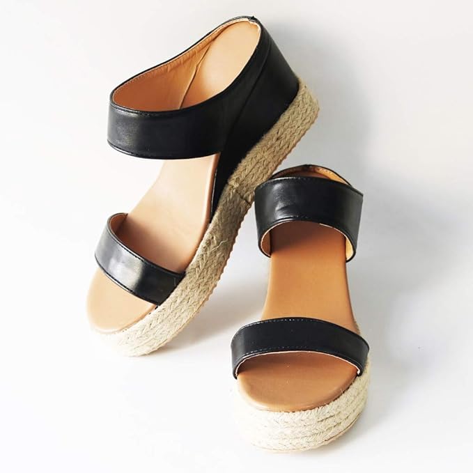 plain high heeled criss cross peep toe casual outdoor wedge sandals