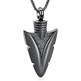 Oinsi Stainless Steel Urn Necklace for Men - Arrowhead Memorial Pendant Cremation Ash Jewelry Bereavement Keepsakes Gift for Loss of a Loved One