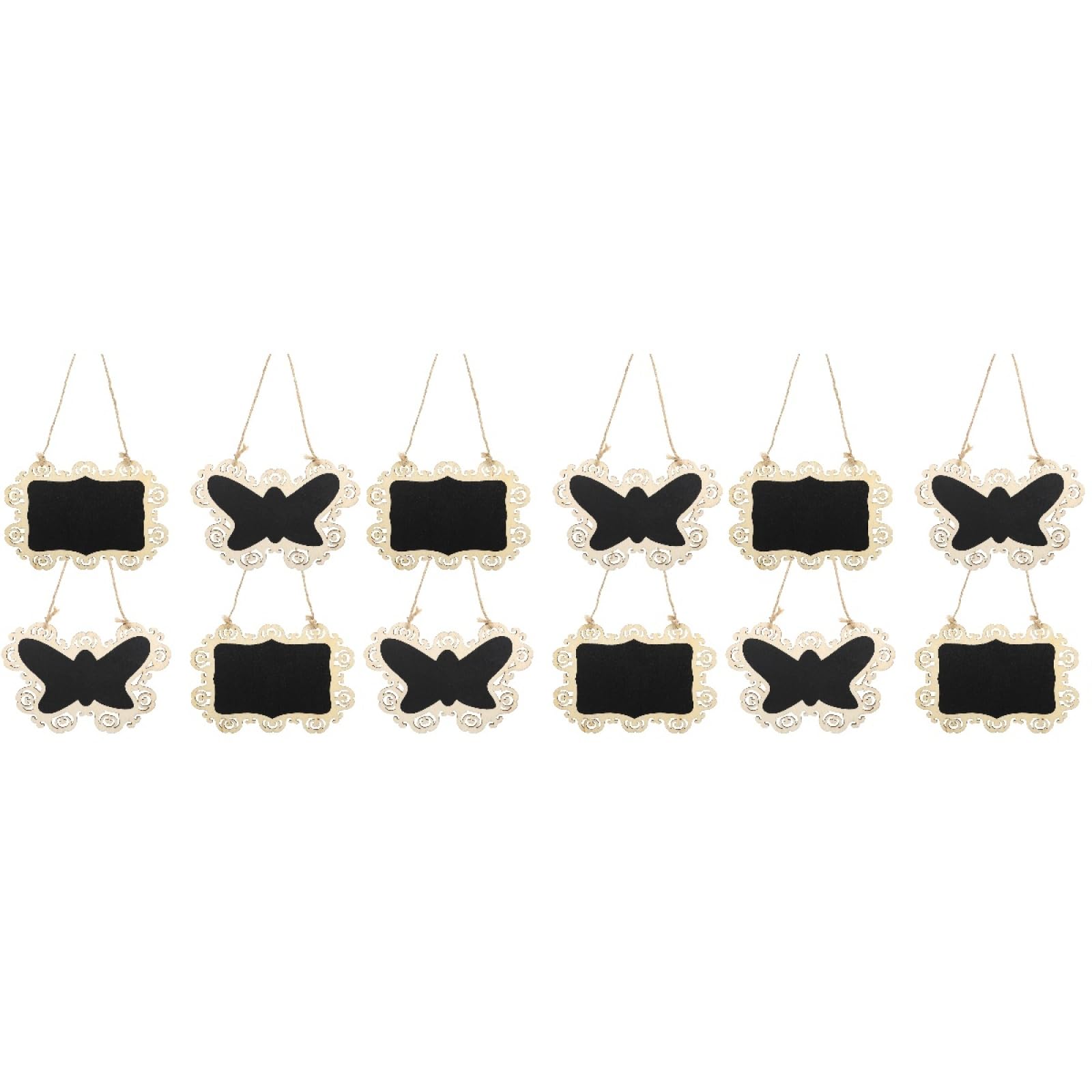 12 pcs Hanging Chalkboard Signs Plaque Erasable Message Boards Jute String Home Office Wedding Decor