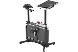 KINGSMITH Foldable Under Desk Bike, All-in-one Exercise Bike for Home, Indoor Bike Stationary Bike with Desk, Adjustable Resistance, 264LBS Capacity, Portable Office Bike, Compact Cycling