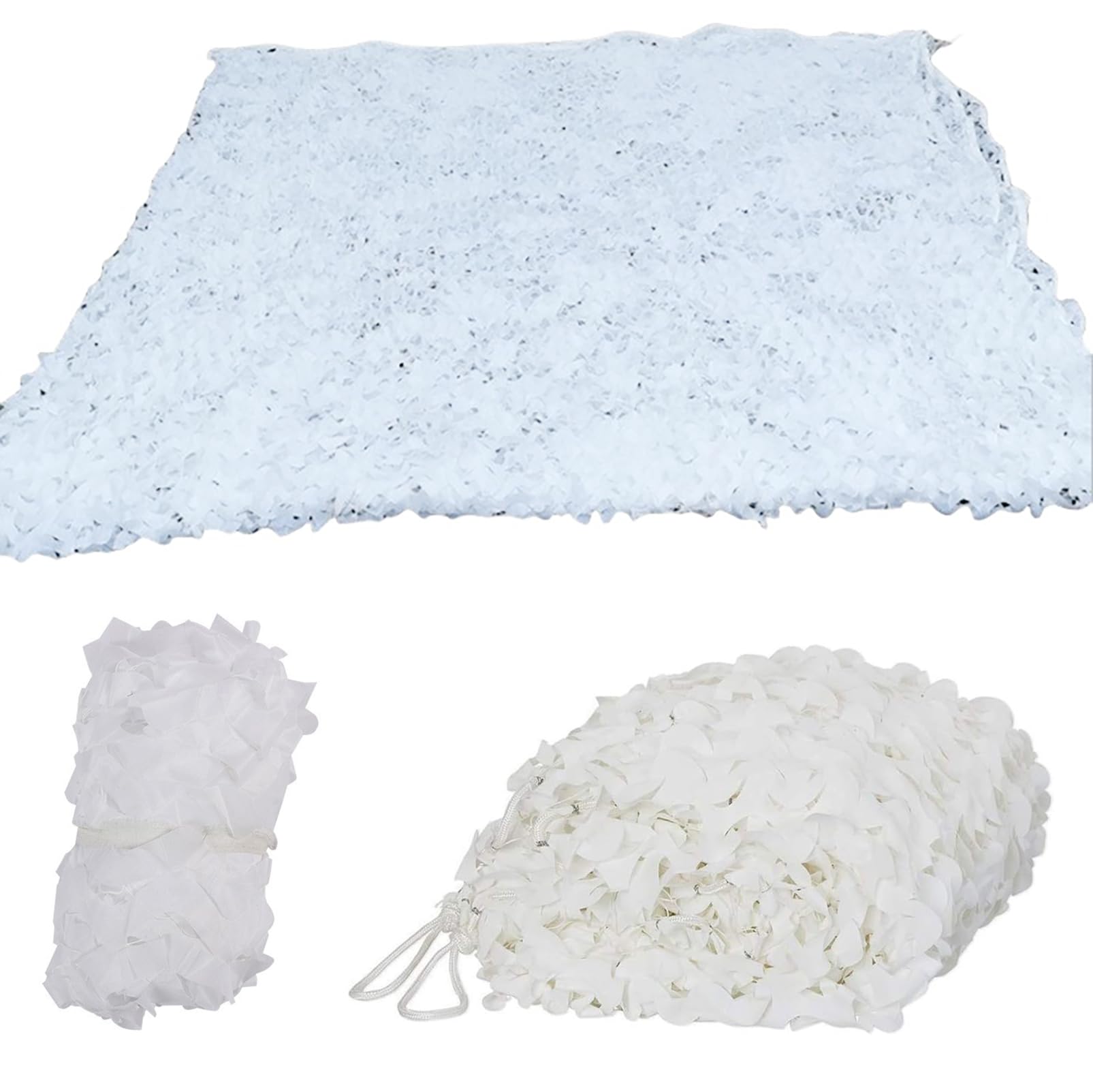 NkHui 3M*3M Snow White Camo Netting,210D Blinds Camouflage Net,White Outdoor Shade Camouflage Netting for Decorations, Hunting, Camping, Shooting, Car Cover, Sunshade(3M*3M)