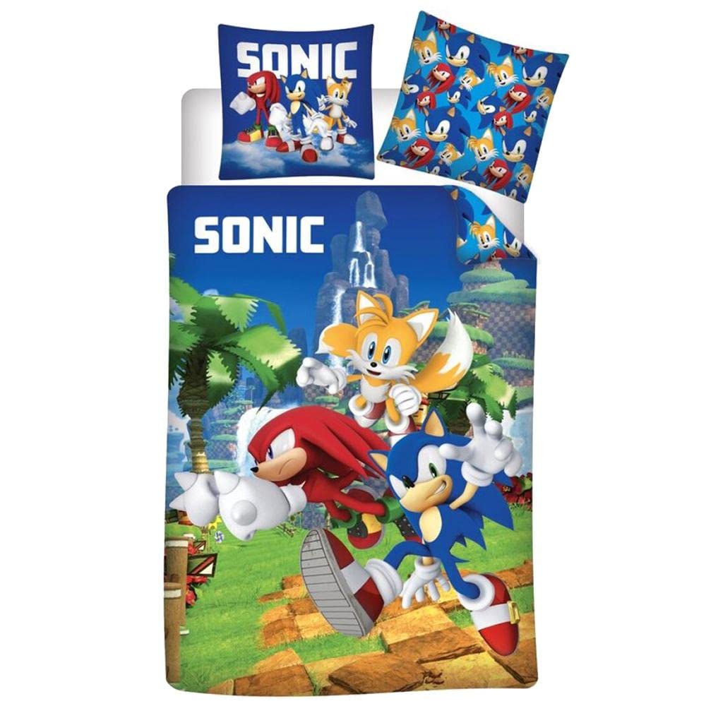 Sonic The Hedgehog Running Bed Linen Single Duvet Cover Set 140x200+63x63cm