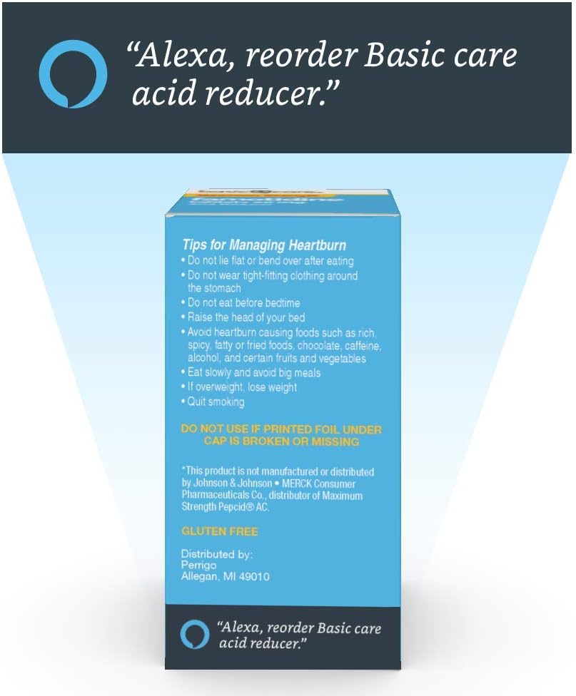  Basic Care Maximum Strength Famotidine Tablets 20 mg, Acid Reducer for Heartburn Relief, 200 Count: Health & Personal Care