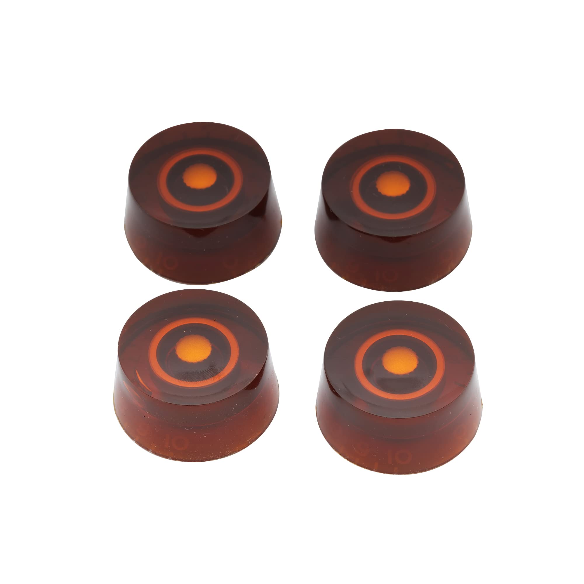 Musiclily Basic Metric Speed Knobs Tone Volume Control Knobs for Epiphone Les Paul SG Electric Guitar, Amber with White Number (Set of 4) — image 1