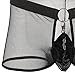IWEMEK Mens Mesh Sheer Boxer Briefs Underwear See Through Fishnet Shorts Open Front Pouch Breathable Underpants Black