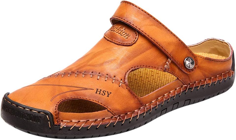 Fisherman Leather Sandals Mens Summer Flats Adjustable Breathable Shoes Slippers