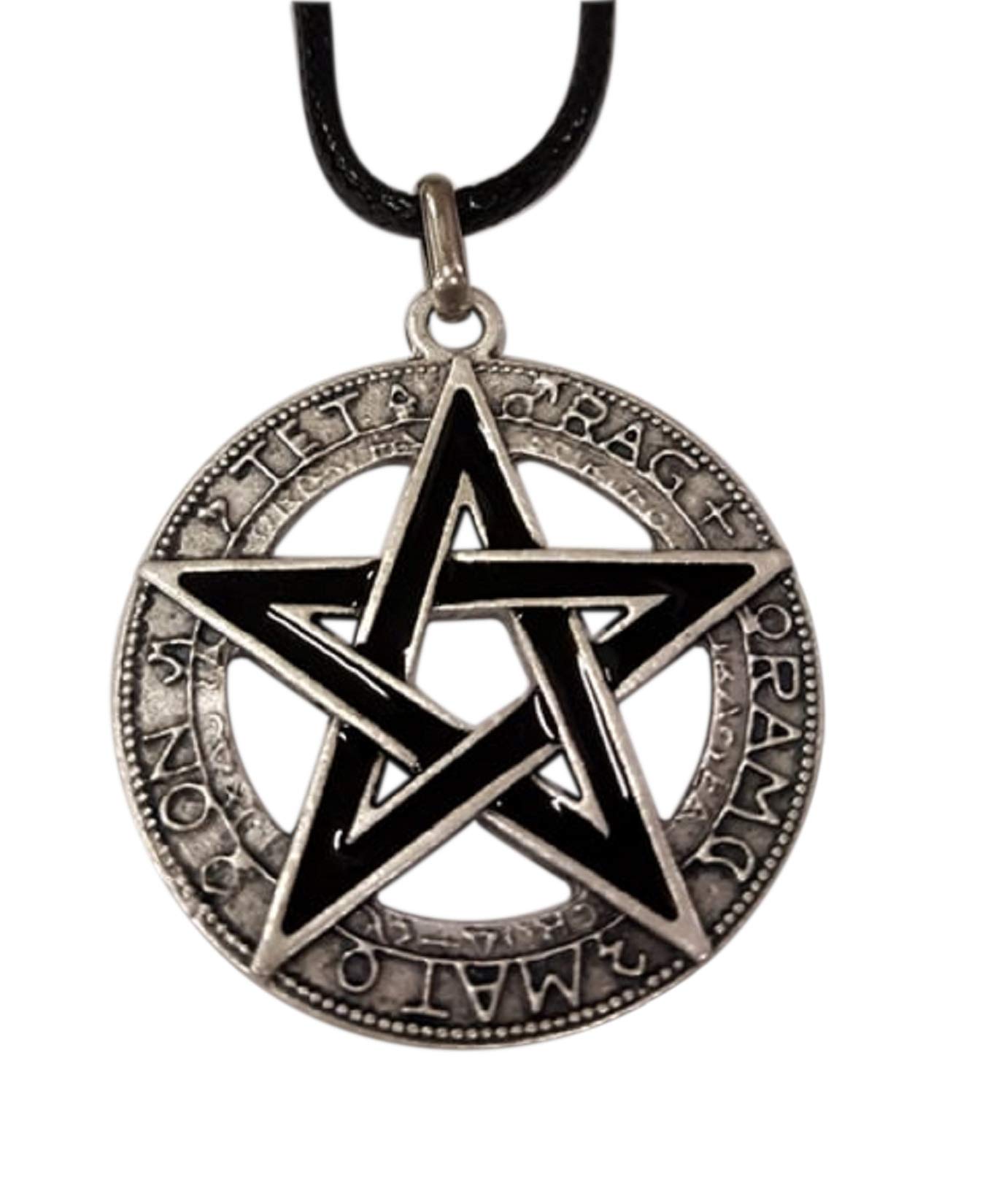 Eurofusioni Silver plated Pentacle Star Wicca Pendant with Necklace - Talisman for Protection - Symbol of the Five Elements - Craft Jewel - Diameter 1,37 in