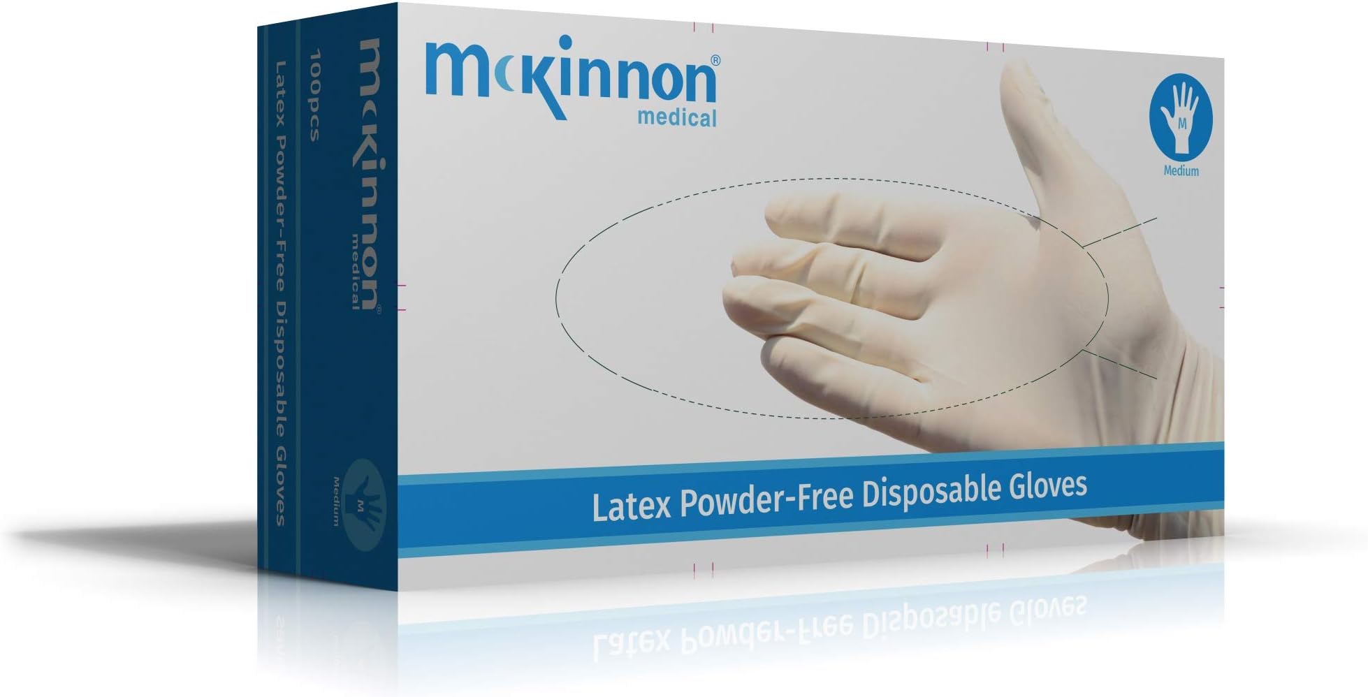 McKinnon Powder Free Latex Gloves (Box of 100) (Medium (Pack of 100))