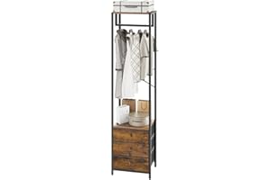 YMYNY Garment Rack, Clothes Rack with Drawers, Freestanding Tall Closet Organizer with 3 Fabric Drawers, Clothes Stand for Hanging Shirts, Coat,15.35" L×11.41" W×70.47" H, Rustic Brown UHGR001H