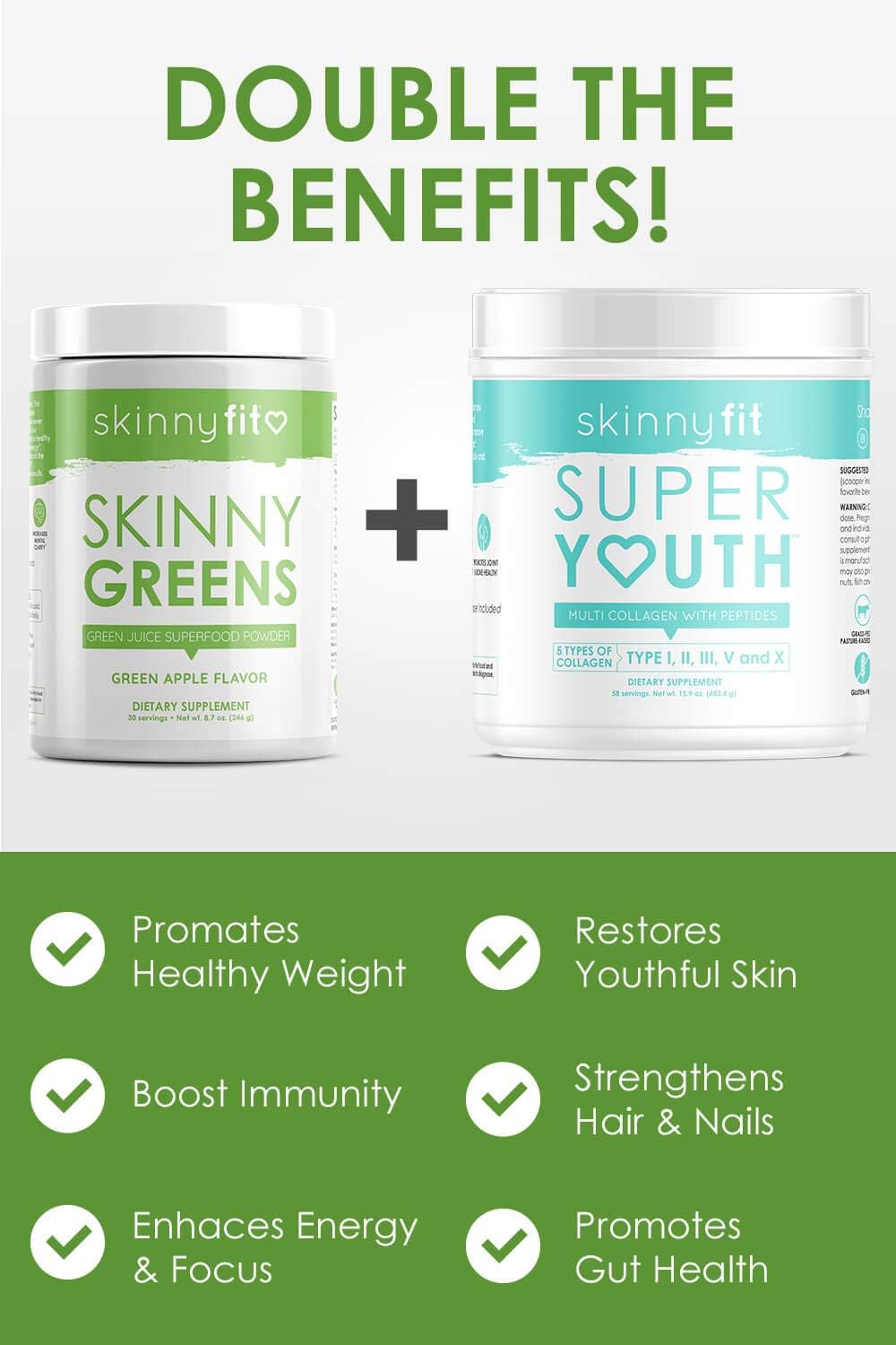 SkinnyFit Skinny Greens and Super Youth Unflavored