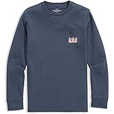 Vineyard Vines Boys Ghost Pups Logo Box Long Sleeve Pocket Tee (Little Kid/Big Kid)