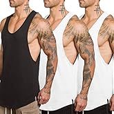 ZUEVI Men's Muscle Tank Tops Sleeveless Cut Off Shirts Bodybuilding Gym Workout Stringer T-Shirts