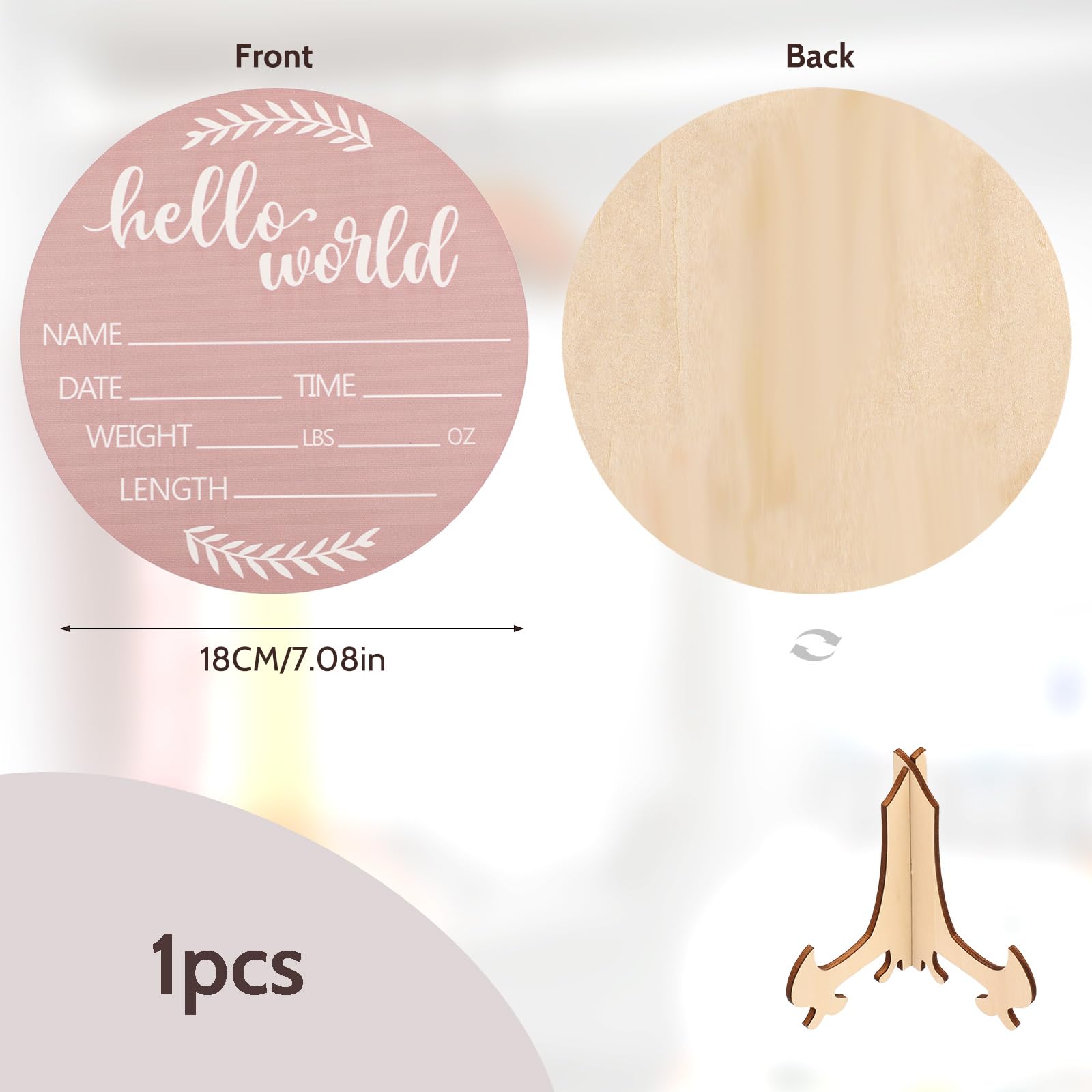 Jeffdad Wooden Baby Name Announcement Sign, 7.08