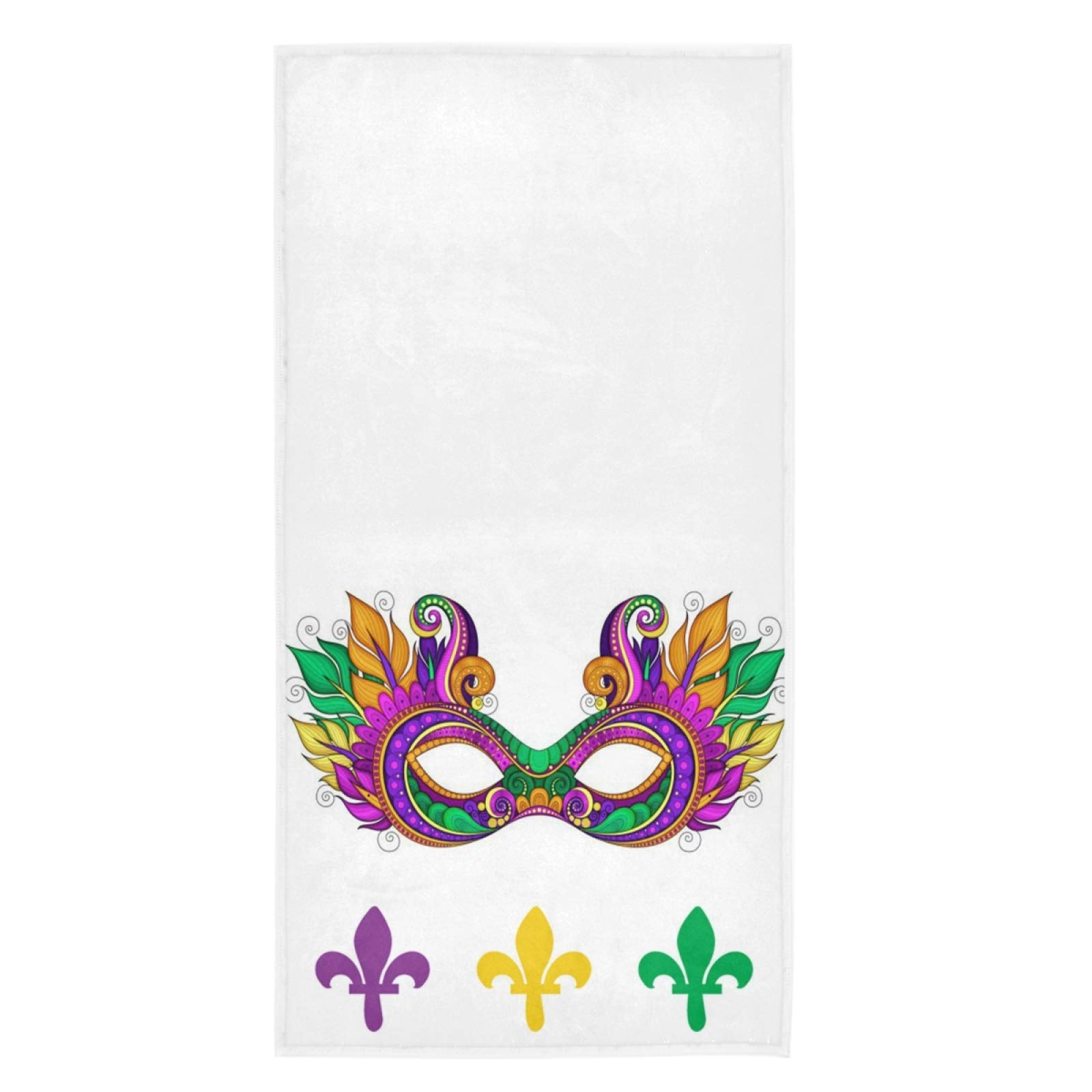 Naanle Beautiful Art Mardi Gras Carnival Soft Guest Large Home Decorative Hand Towels Multipurpose for Bathroom, Hotel, Gym and Spa (16 x 30 Inches,White)