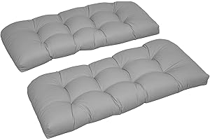 Outsunny Set of 2 Patio Bench Replacement Cushions, 2 Seater Outdoor Loveseat Cushion Seat Pad, 43" x 19" x 3", Grey