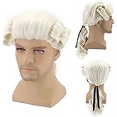 BERON Judge Colonial Wig Man Long Beige Cosplay Wigs Halloween Costumes Anime Party Wig (Adult)