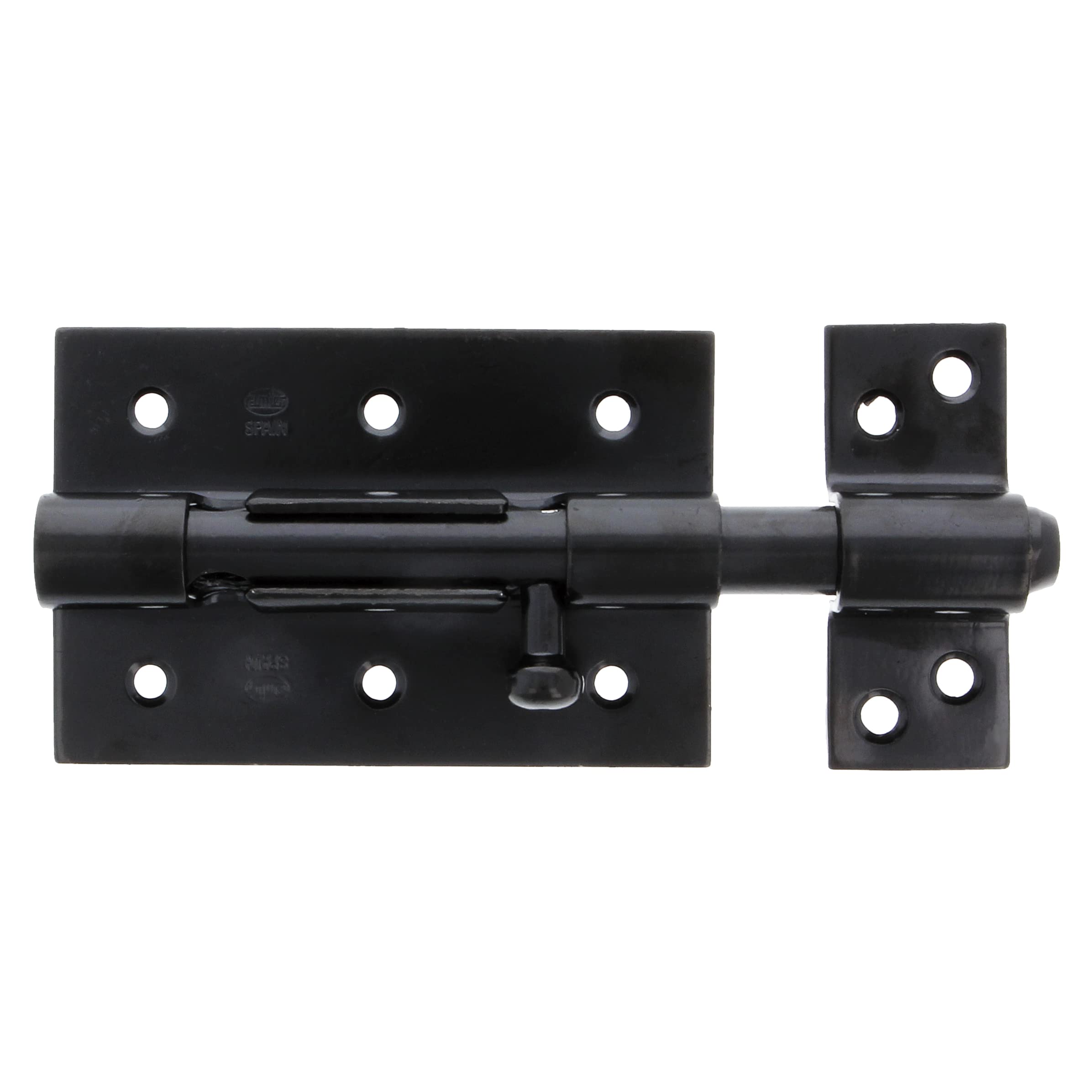 Amig - Boost pin | 70 x 67 mm | Ideal for Wooden Passage Doors | Luggage Hole ø 8 mm | Latch for Bathroom, Bedroom or Office | Security Lock | Black Steel