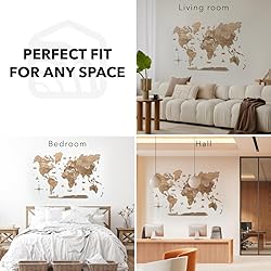 ENJOY THE WOOD 3D Wood World Map Wall Art Large