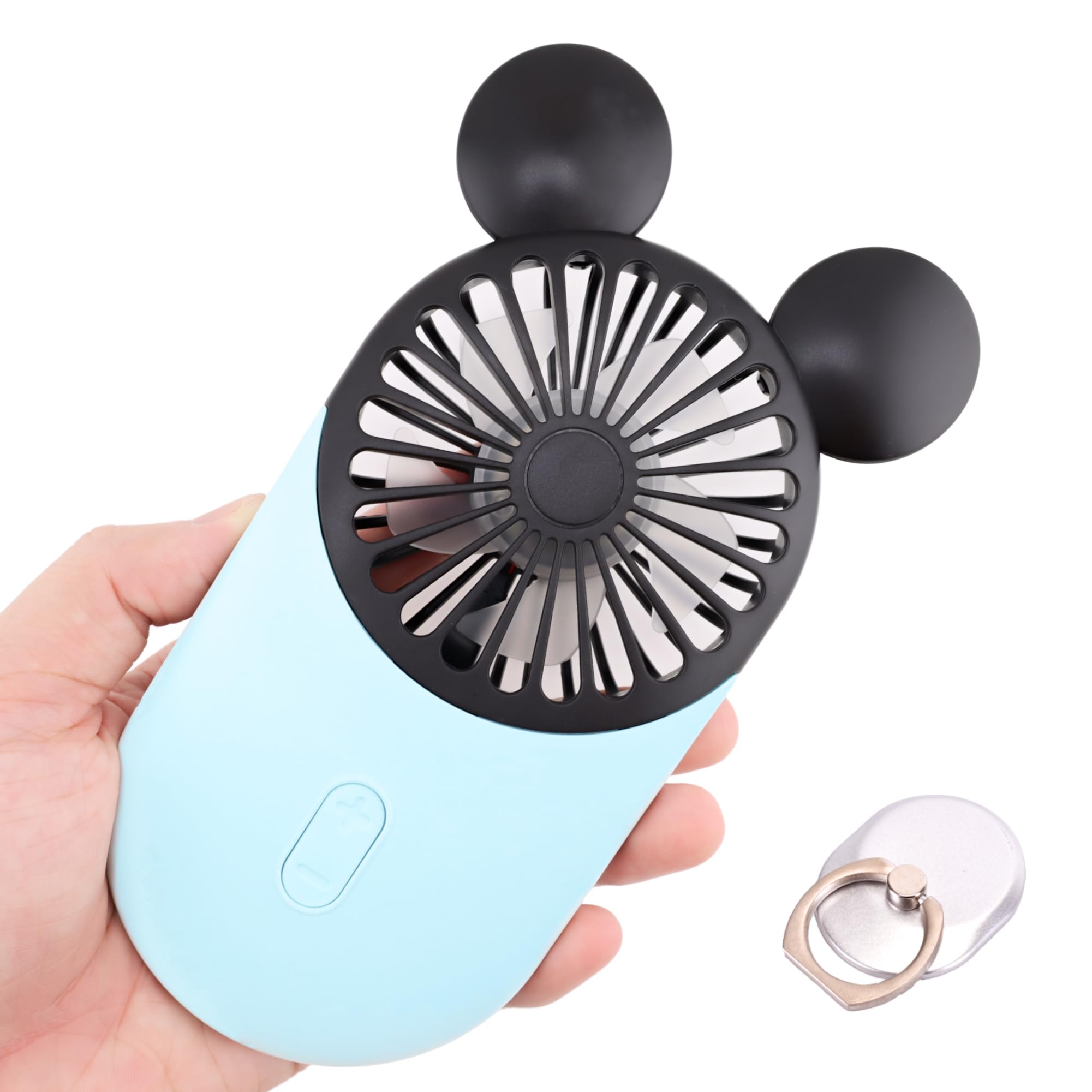 Cute Handheld Mini USB Fan, Rechargeable Portable Fan, 3 Adjustable Speeds and Wearable Accessories, Pocket Size for Indoor Or Outdoor Activities (Blue)