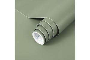practicalWs Sage Green Wallpaper Stick and Peel Green Contact Paper 17.7'' x 118.1'' Green Removable Wallpaper Self-Adhesive Vinyl Solid Wallpaper for Bedroom Kitchen Cabinets