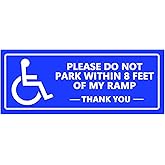 Top label Handicap Wheelchair Parking Sign Stickers,Please Do Not Park Within 8 feet,10x4 Inch,6 Pcs Per Pack