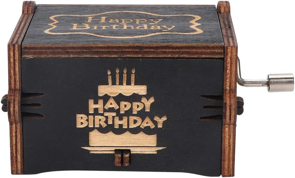 ROSEBEAR Schwarze Spieluhr Handkurbel Spieluhr Geschnitzte Hölzerne