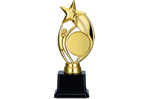 AKDSteel Award Trophy with DIY Sticker 8.5" Personalized Shiny Achievement Gold Star Trophies for Kids and Adults for Party Favors Props Rewards Winning Prizes Competitions Appreciation Gift